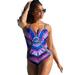 Plus Size Women's Macrame Underwire One Piece Swimsuit by Swimsuits For All in Purple Pink (Size 14)