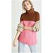 Free People Sweaters | Free People Softly Structured Colorblock Turtleneck Sweater In Candy Pop | Color: Brown/Red | Size: S