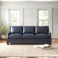 Lark Manor™ Amanee 90" Leather Recessed Arm Sofa Genuine Leather in Blue/Brown | 36 H x 90 W x 41 D in | Wayfair D9C6752D4233404FA55EC5FDC44613BB