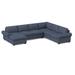 Blue Sectional - Edgecombe Furniture 140" Wide Right Hand Facing Sleeper Corner Sectional Polyester | 38 H x 140 W x 38 D in | Wayfair