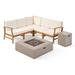 Red Barrel Studio® Castonia Outdoor V-Shaped Acacia Wood Sofa Set Wood/Natural Hardwoods in Brown/Gray/White | Wayfair