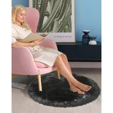 White 36 W in Area Rug - Everly Quinn Area Rug, Soft Faux Sheepskin Area Rug, Round 6'6" Handmade Faux Fur Rugs, Indoor Fluffy Plush Circle Rugs | Wayfair