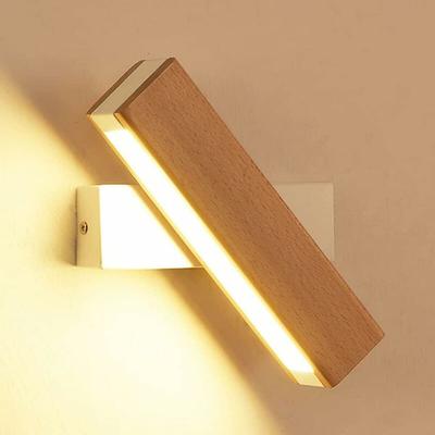 LED-Innenwandleuchte, 360 ° Drehung mit Einzel-Massivholz-Beleuchtung Moderne Wandleuchte für
