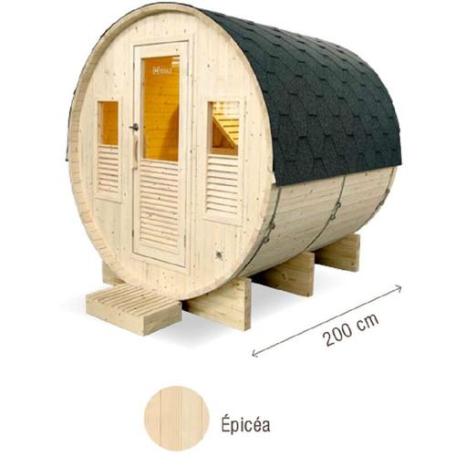 Grundaehl - Gaïa OMEGA Barrel Außensauna Fasssauna Saunafass HOLL´s Sauna 200 x 205 x 220 cm