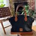 Dooney & Bourke Bags | Classic Dooney & Bourne Genuine Leather Handbag Purse Zip Satchel Crossbody | Color: Black/Blue/Brown/Gold | Size: Os
