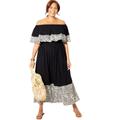 Plus Size Women's Mia Off the Shoulder Maxi Dress by Swimsuits For All in Black Leopard (Size 6/8)