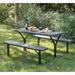 Arlmont & Co. Carmilla Outdoor Picnic Table Plastic/Metal in Black | 28.5 H x 59 W x 59 D in | Wayfair 821E568BFF194006B820BBBB3DC59CFA