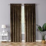 Everly Quinn Lateek Royal Living Window Velvet Solid Semi-Sheer Rod Pocket Curtain Panels Velvet in Brown | 84 H x 52 W in | Wayfair