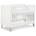 Noah Lit évolutif bébé enfant bois avec sommier réglable et pieds en chêne 120X60 Blanc