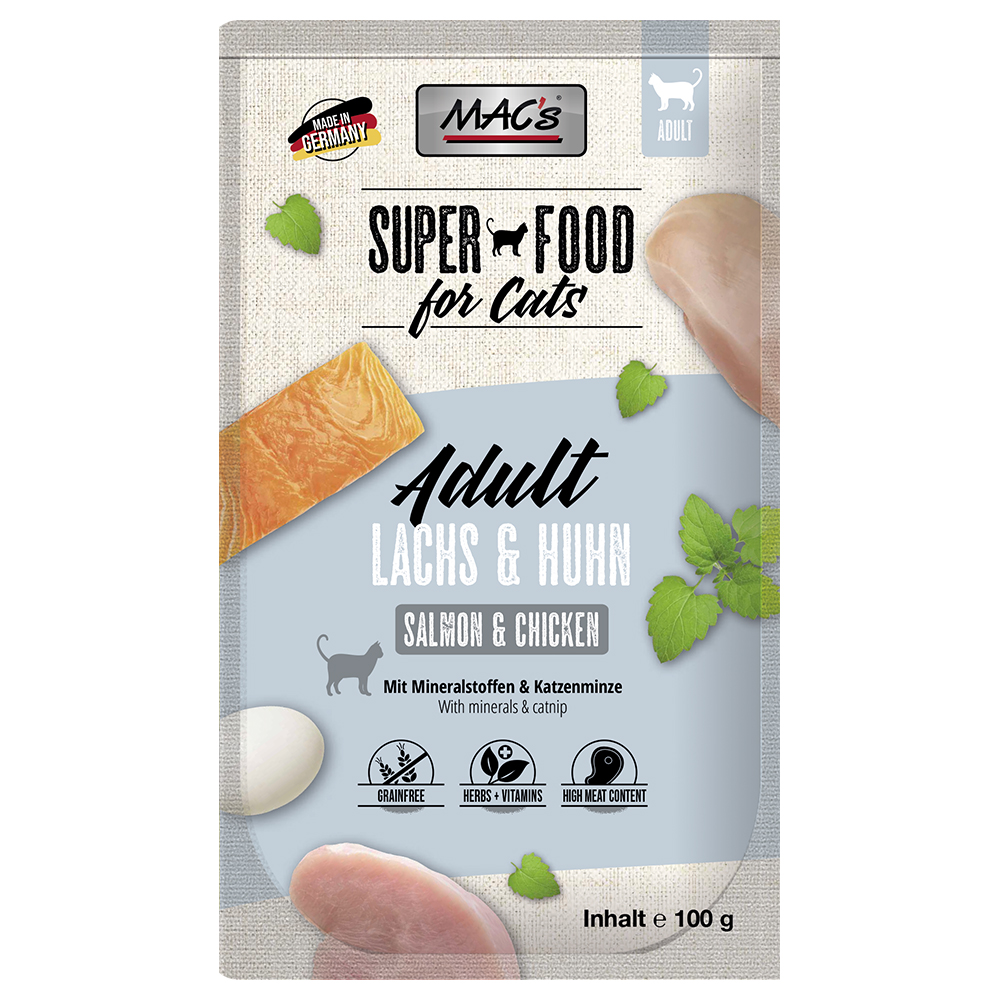 MAC's Cat in busta 24 x 100 g Alimento umido per gatti - Salmone & Pollo