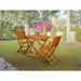 East West Furniture 3 Piece Wood Folding Table Set- a Outdoor Acacia Wood Coffee Table and 2 Folding Arm Chairs, Natural Oil