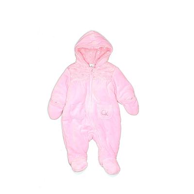 Calvin Klein One Piece Snowsuit: Pink Solid Sporting & Activewear - Size 6-9 Month