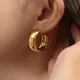 Boucles d'oreilles larges en acier inoxydable plaqué PVD pour femmes polissage fin de base comme un