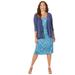 Plus Size Women's Classic Jacket Dress by Catherines in Navy Watercolor Paisley (Size 1X)