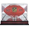 New England Patriots Super Bowl XXXIX Champions Mahogany Football Logo Display Case