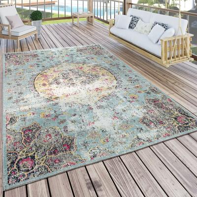 Paco Home - In- & Outdoor Teppich Modern Orient Print Terrassen Teppich Türkis 160x220 cm Image