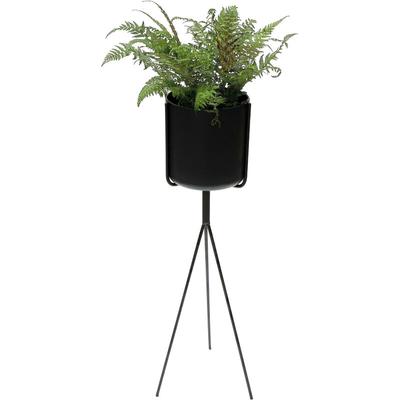 Blumenständer mit Topf Metall Schwarz 80 cm Blumenhocker 96022 Blumensäule Modern Pflanzenständer