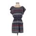 One Clothing Casual Dress - Popover: Gray Stripes Dresses - Women's Size Small