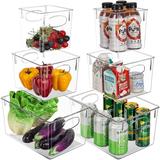 Clear Plastic Storage Bin Container Set Organizer for Kitchen, Fridge and Pantry - 6-Pack