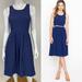J. Crew Dresses | $128 Women's J.Crew Navy Blue Sleeveless Hilary Midi Shift Pleated Flare Dress 0 | Color: Blue | Size: 0