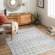 Cabognon 7'10" x 10' Updated Traditional Farmhouse Blue/Ink Blue/Light Beige/Light Gray/Teal/Peach Washable Area Rug - Hauteloom