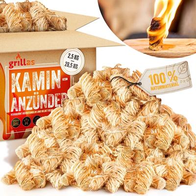 Grillas - bio Anzünder Kaminanzünder Holzwolle Grillanzünder Holz Feueranzünder 2,5 kg Image
