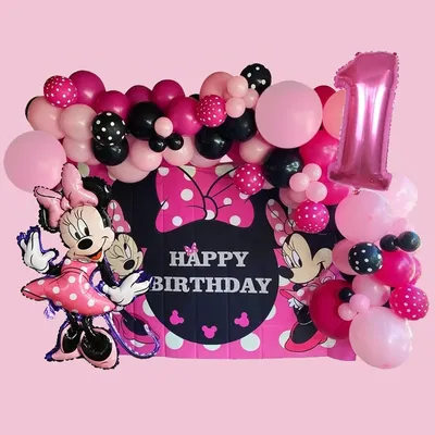 Kit de ballons en latex Minnie Mouse pour filles guirxiété en arc rose et noir décorations pour