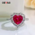 OEVAS-Bagues en diamant coeur émeraude pour femme argent regardé 100% haute teneur en carbone