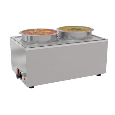 8 Qt. Stainless Steel Countertop Food Warmer, Soup Station, and Buffet Table Server with two Serving Sections