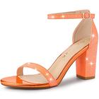 Allegra K Women's Glitter Ankle Strap Chunky Heels Sandals Orange 6.5 UK/Label Size 8.5 US