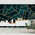 Papier peint intissé Premium - Dark Turquoise With Gold - Mural Format Paysage Dimension HxL: 190cm