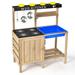 Costway Outdoor Mud Kids Kitchen Playset Wooden Pretend Play Toy with Kitchenware