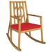 Gymax Outdoor Acacia Wood Rocking Chair Wooden Patio Rocker w/ Red