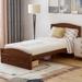 Wooden Platform Bed Frame with Drawers & Slat Support, Twin Size