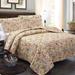 3 Piece Quilt Set Bedspread Matching Pillow King Floral
