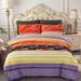 3 Piece Warm Flannel Plush Sherpa Borrego Queen Striped Multi