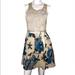 Free People Dresses | Free People Sleeveless Fit And Flare Dress With Crocheted Floral Detail | Color: Blue/Cream | Size: M