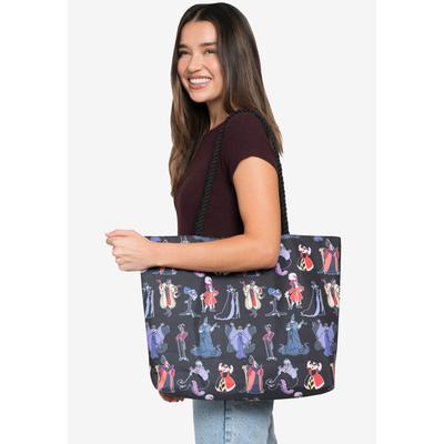 Plus Size Women's Disney Villains Travel Rope Tote Bag All-Over Print by Disney in Black