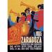 Buyenlarge 'Zaragoza - Festival of Pilar' by Guillermo Vintage Advertisement in Blue/Red/Yellow | 30 H x 20 W x 1.5 D in | Wayfair