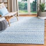 Blue/White 24 W in Indoor Area Rug - Charlton Home® Crelake Chevron Handmade Tufted Blue/Ivory Area Rug Cotton/Wool | Wayfair