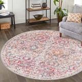 Pink 0.5 in Area Rug - Mistana™ Engelhardt Floral Machine Made Power Loom Chenille Area Rug in Ivory/Chenille | 0.5 D in | Wayfair