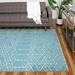 Blue/Green 39 x 0.33 in Area Rug - Steelside™ Siera Geometric Area Rug in Teal Blue, Polypropylene | 39 W x 0.33 D in | Wayfair