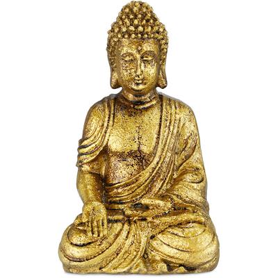 Relaxdays - Buddha Figur Garten, wetterfest & frostsicher, Gartenbuddha sitzend, Gartenfigur, Image