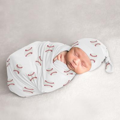 Baseball Collection Boy Baby Cocoon and Beanie Hat Sleep Sack - 2pc Set - Red and White Americana Sports