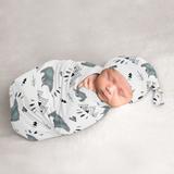 Bear Mountain Collection Boy Baby Cocoon and Beanie Hat Sleep Sack - 2pc Set - Slate Blue and Black Woodland Forest Animal