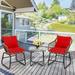 Costway 3PCS Patio Rattan Bistro Set Cushioned Chair Glass Table Deck - See Details