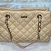 Kate Spade Bags | Kate Spade, Quilted Leather Bag, Chained/Leather Strap, Tan (Size Pictured) | Color: Cream | Size: Approx. 15x5x10.5