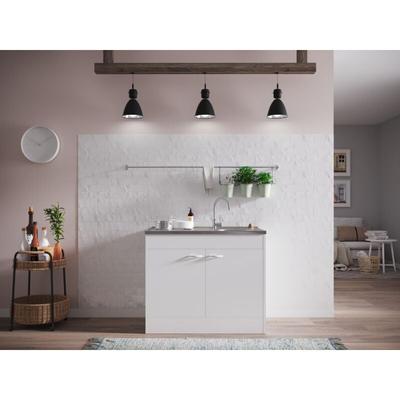 Komplettspüle Spüle Unterschrank mit Drehtüren 100 x 60 cm Weiß Respekta Image