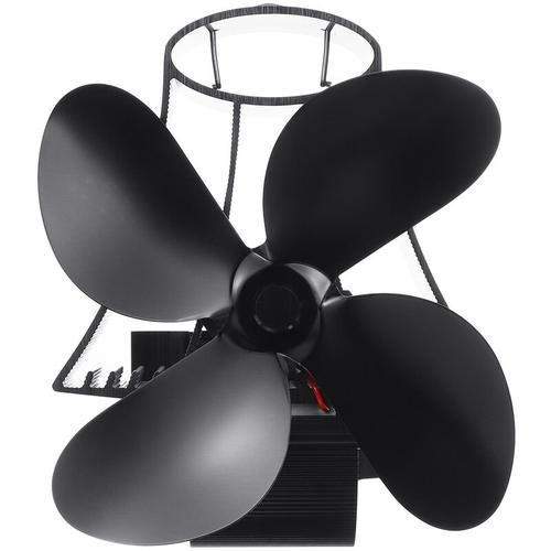 Ofenventilator mit 4 Flügeln Schwarz Thermodynamischer Ventilator Kaminventilatoren Für
