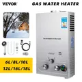 VEVOR-Chauffe-Eau Instantané au Gaz Propane GPL 6L/8L/10L/12L/16L/18L en Acier Inoxydable avec